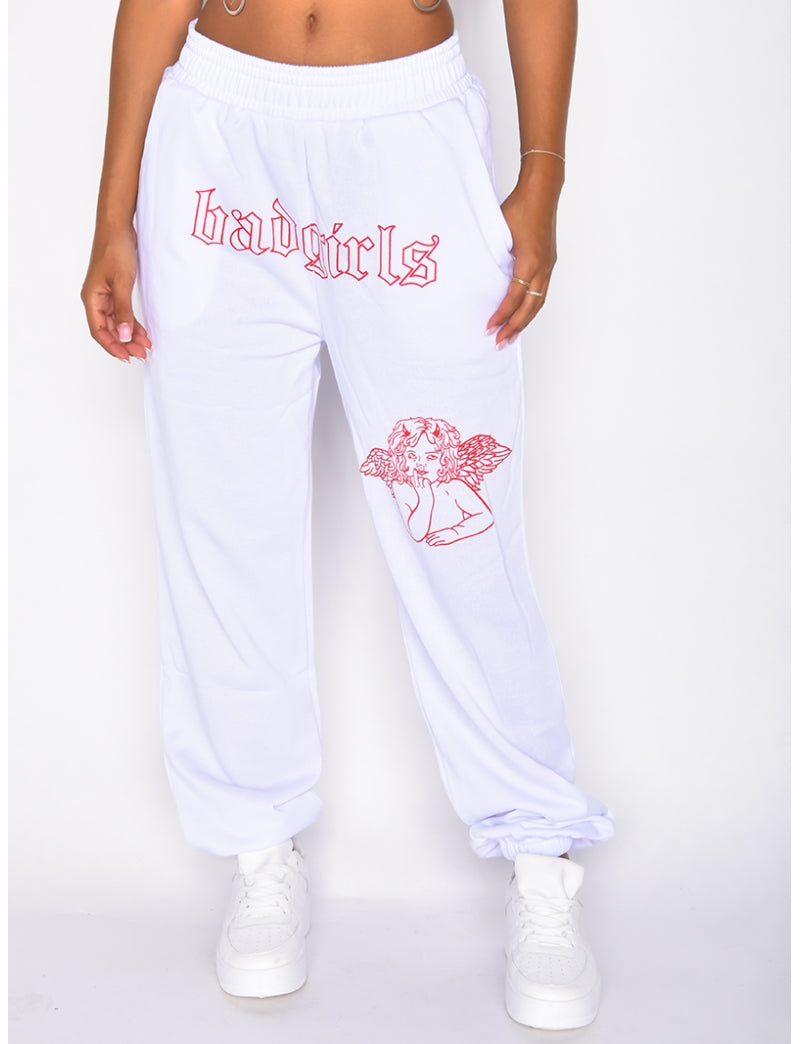 Pantalon "Badgirls" motif mi-ange mi-démon