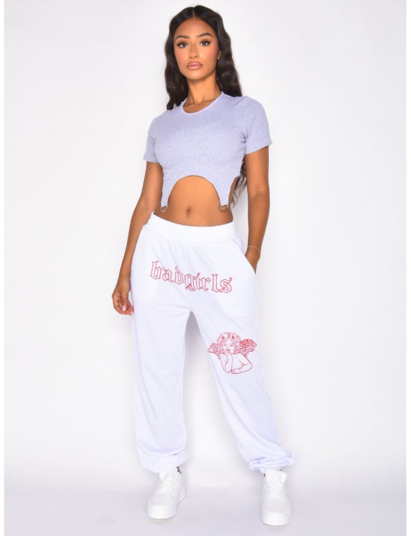 Pantalon "Badgirls" motif mi-ange mi-démon