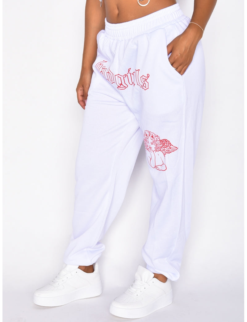 Pantalon "Badgirls" motif mi-ange mi-démon