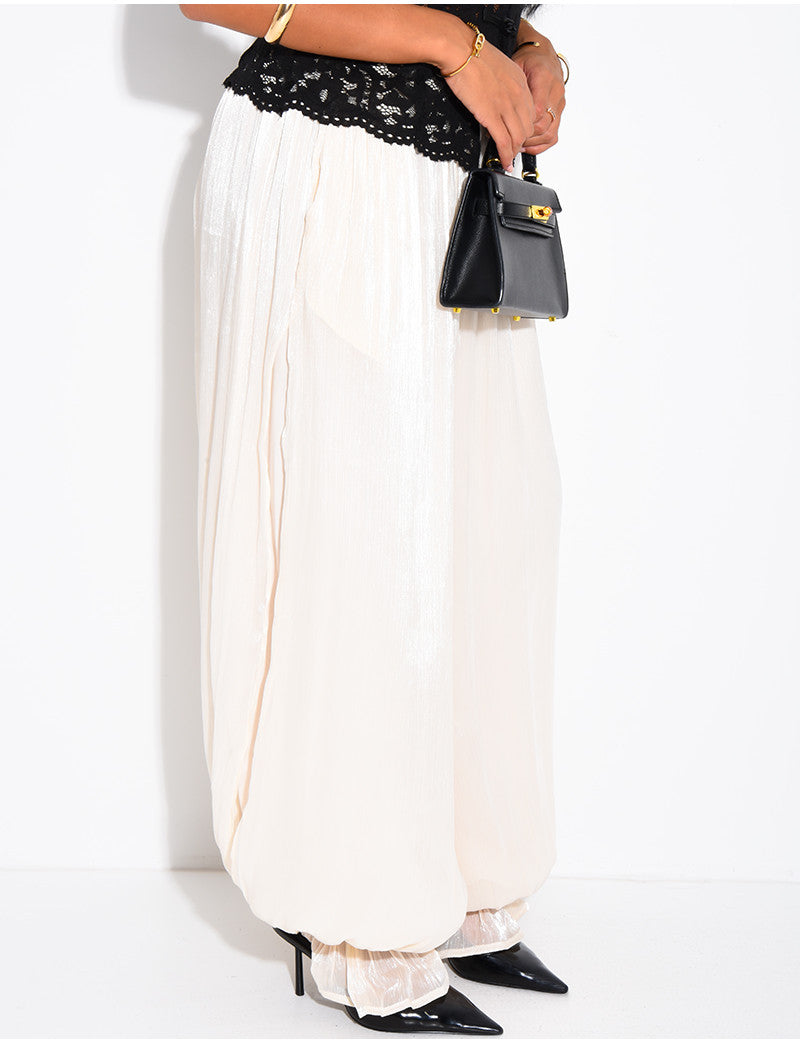 Pantalon bouffant en maille irrisée