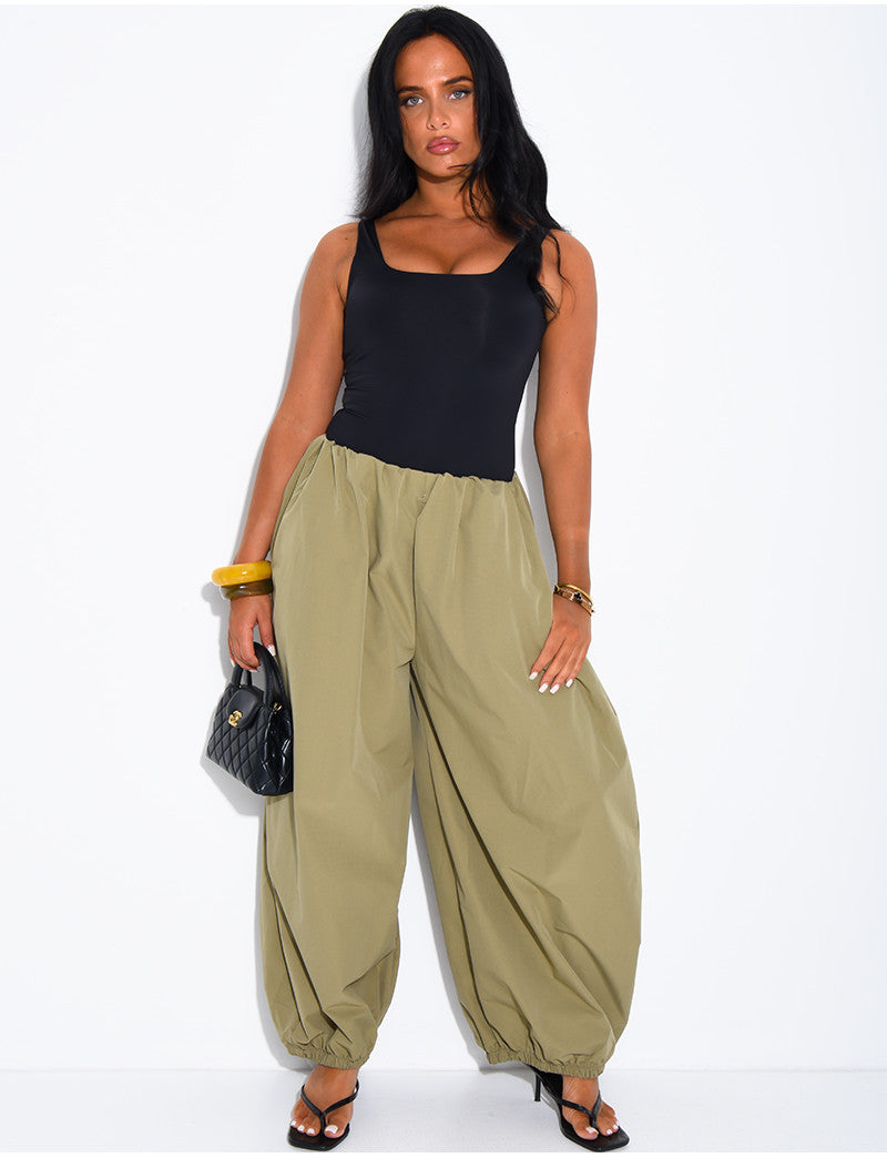 Pantalon bouffant en tissu parachute
