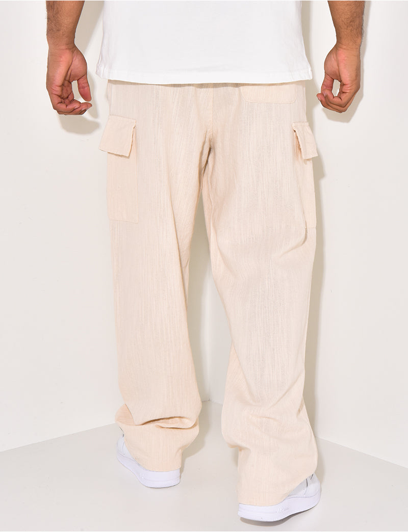Pantalon cargo en lin