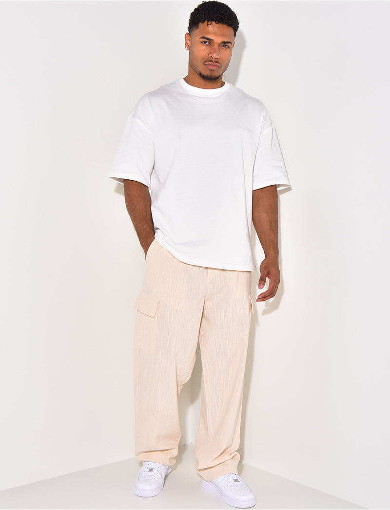 Pantalon cargo en lin