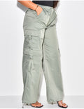 Pantalon parachute coupe droite à poches cargo