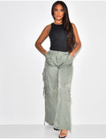 Pantalon parachute coupe droite à poches cargo