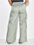 Pantalon parachute coupe droite à poches cargo