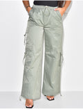 Pantalon parachute coupe droite à poches cargo