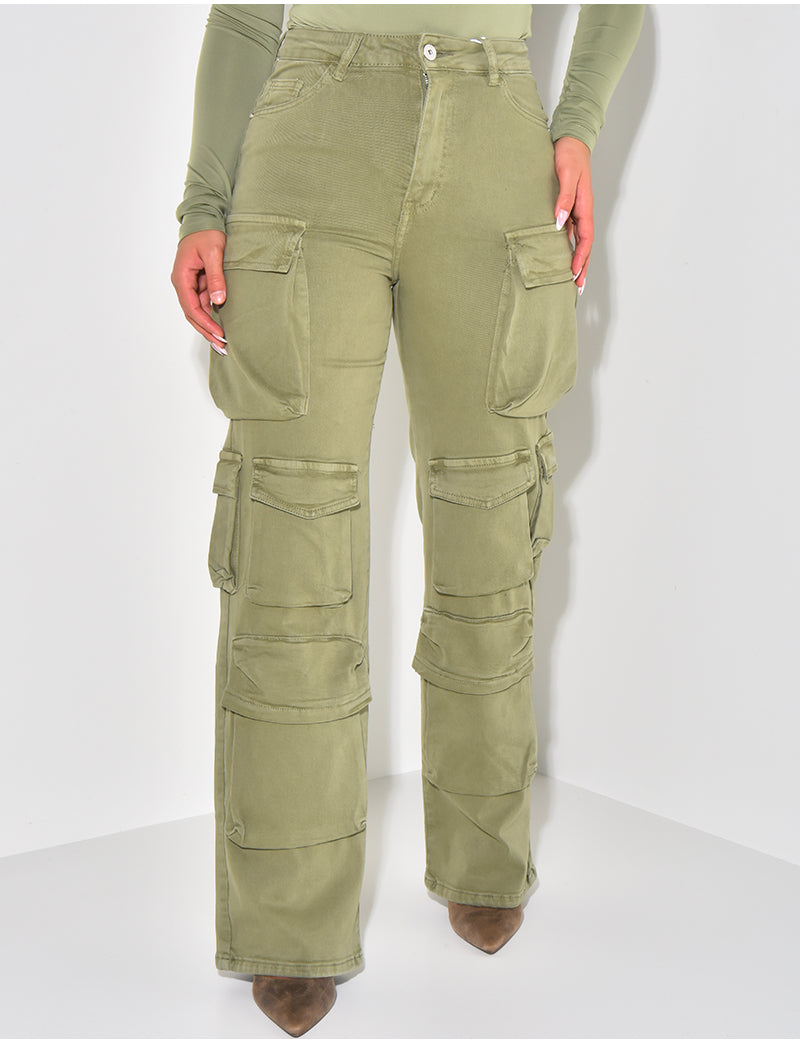 Jeans cargo stretchy multipoches
