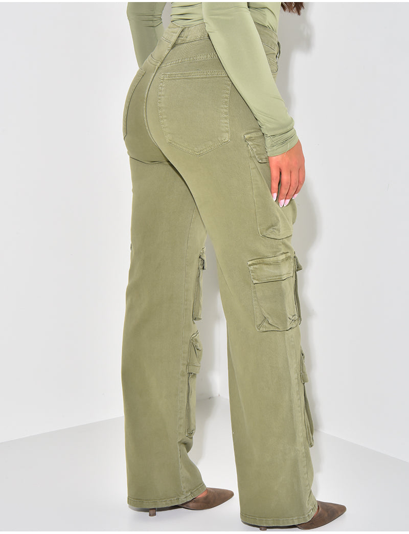 Jeans cargo stretchy multipoches