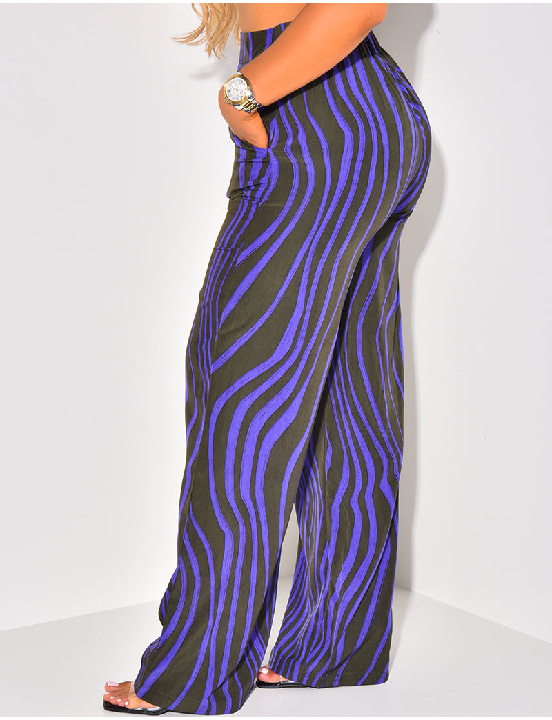 Pantalon coupe droite à motif