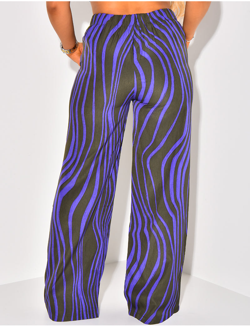 Pantalon coupe droite à motif