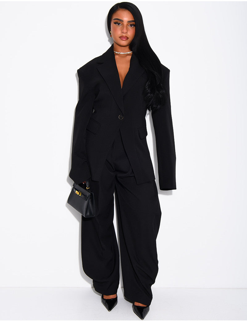 Pantalon de tailleur bouffant à boutons aux chevilles