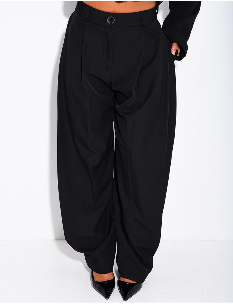 Pantalon de tailleur bouffant à boutons aux chevilles