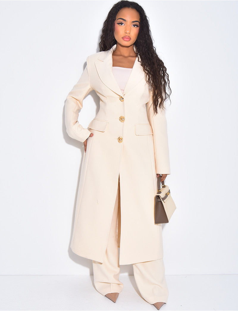 Pantalon de tailleur en laine assortie au manteau cintré