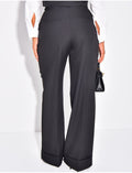 Pantalon de tailleur taille haute à revers