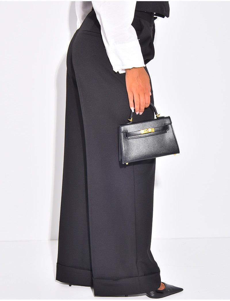 Pantalon de tailleur taille haute à revers
