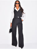 Pantalon de tailleur taille haute à revers