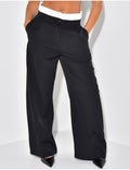 Pantalon de tailleur coupe droite à doublure contrastante