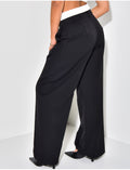 Pantalon de tailleur coupe droite à doublure contrastante