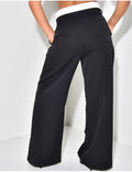 Pantalon de tailleur coupe droite à doublure contrastante