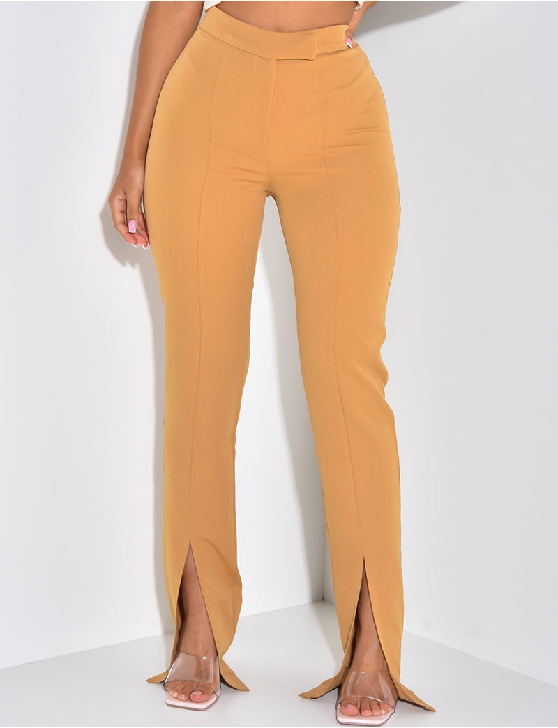 Pantalon de tailleur coupe droite à fente