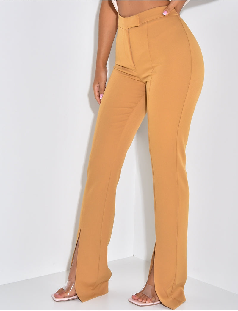Pantalon de tailleur coupe droite à fente