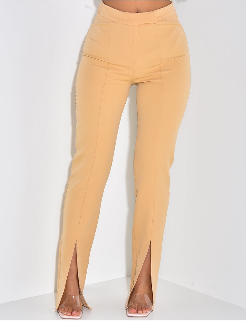 Pantalon de tailleur coupe droite à fente