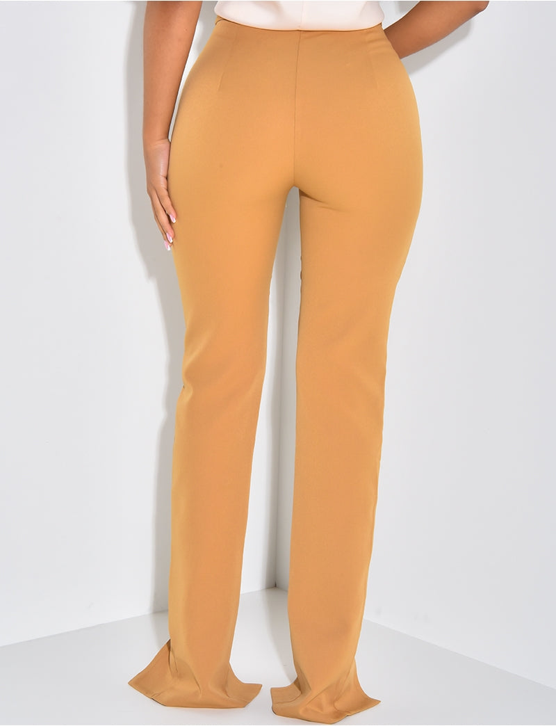 Pantalon de tailleur coupe droite à fente