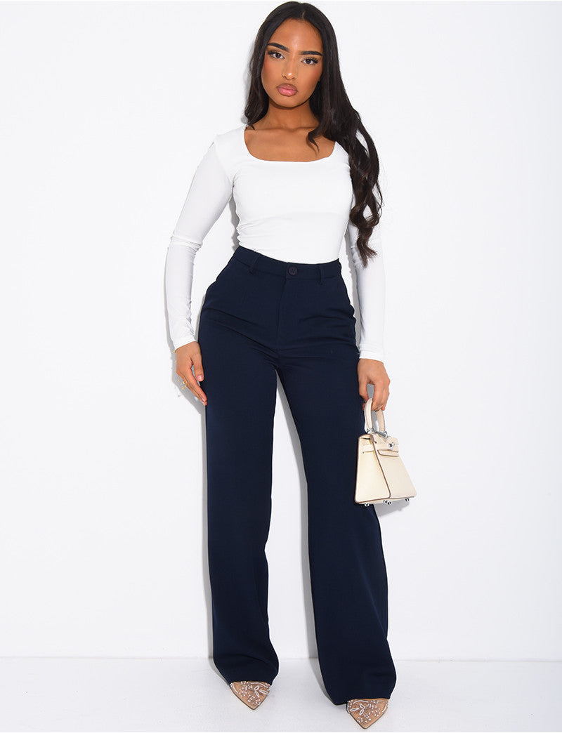 Pantalon de tailleur coupe droite
