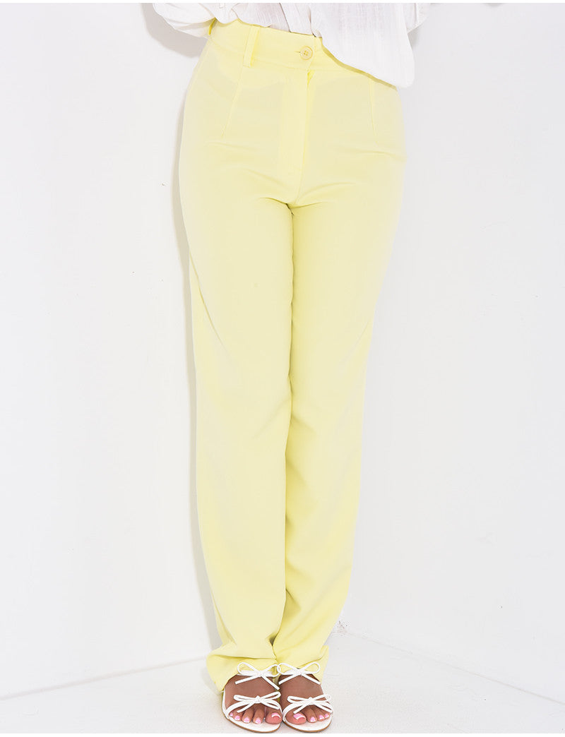 Pantalon de tailleur taille haute coupe droite