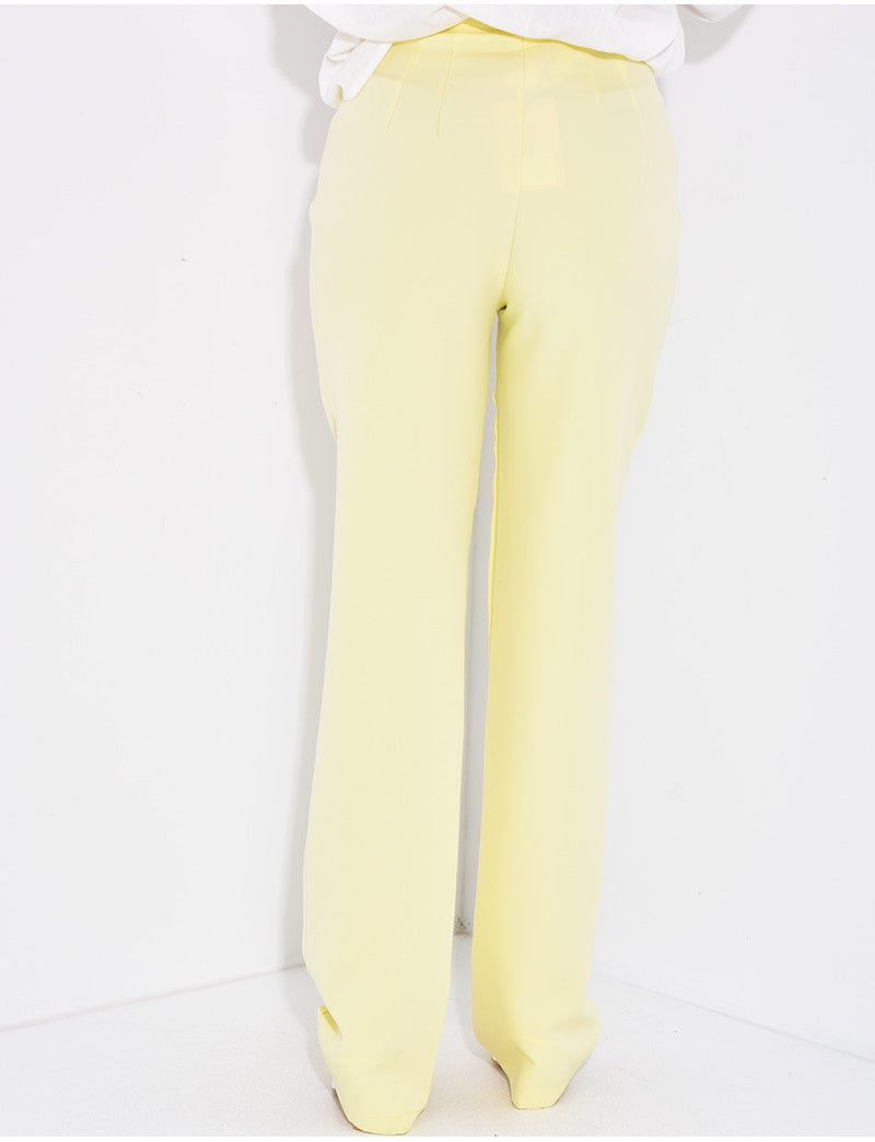 Pantalon de tailleur taille haute coupe droite