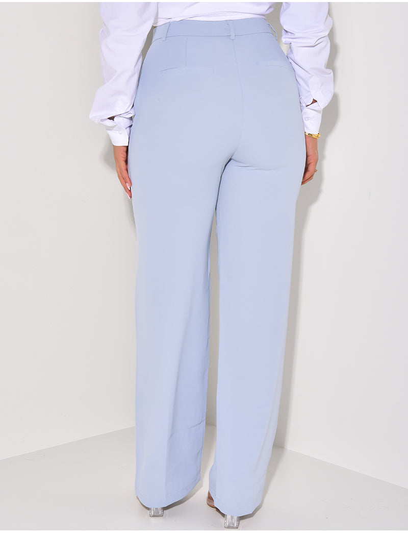 Pantalon de tailleur taille haute coupe large