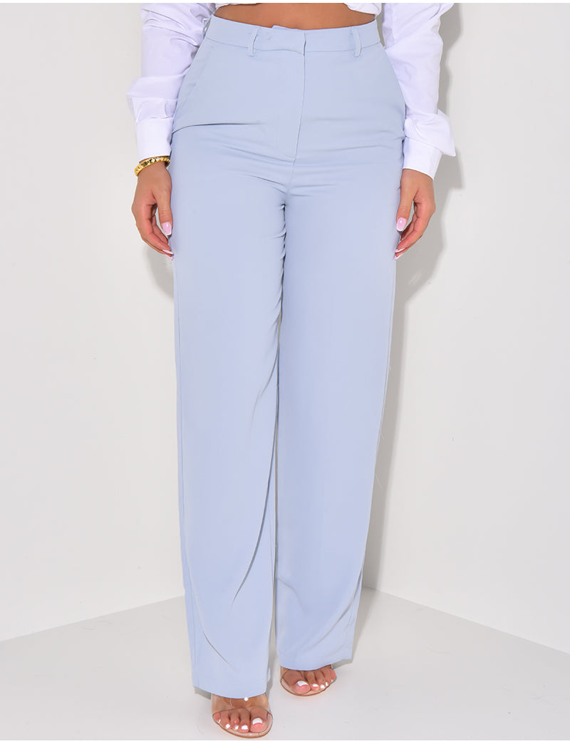 Pantalon de tailleur taille haute coupe large