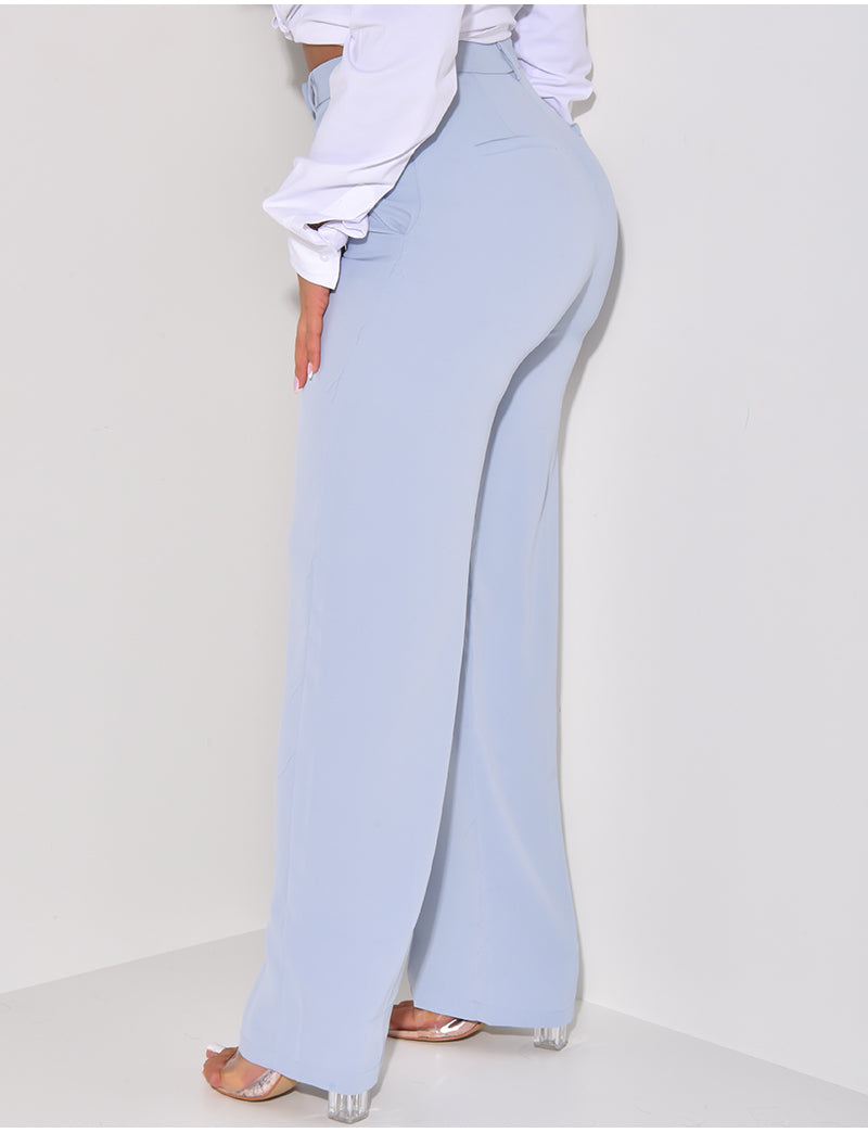 Pantalon de tailleur taille haute coupe large
