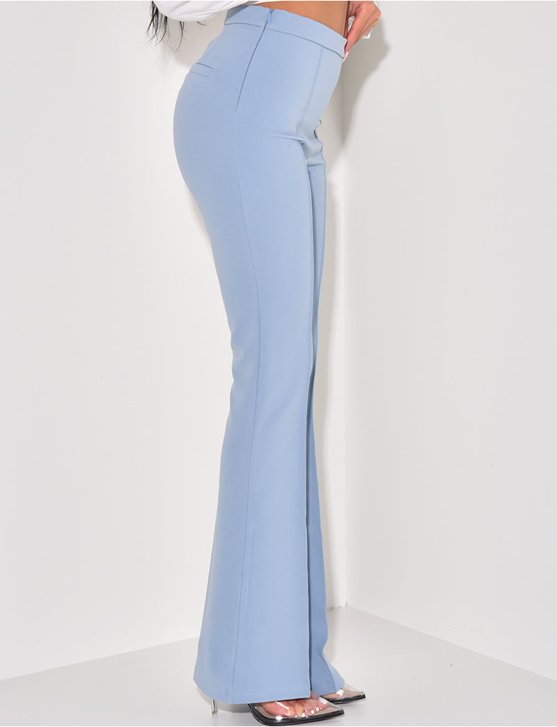 Pantalon de tailleur taille haute coupe flare