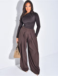 Pantalon de tailleur coupe large effet bouffant