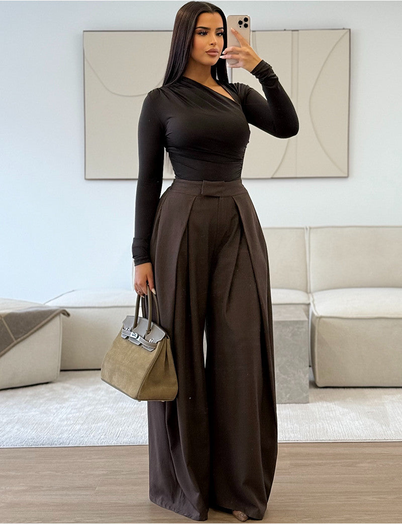 Pantalon de tailleur coupe large effet bouffant
