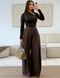 Pantalon de tailleur coupe large effet bouffant