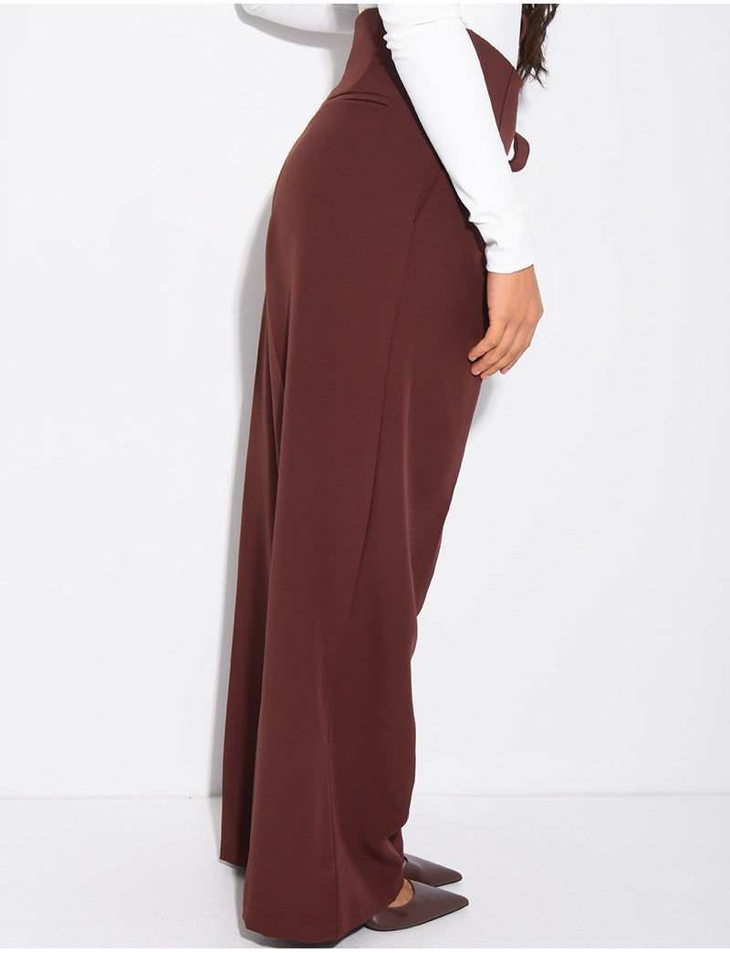 Pantalon de tailleur coupe droite à nouer à la taille