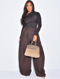 Pantalon de tailleur coupe large effet bouffant