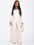 Pantalon de tailleur coupe droite à nouer à la taille