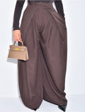 Pantalon de tailleur coupe large effet bouffant