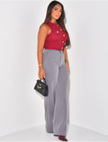 Pantalon de tailleur coupe droite effet chiné