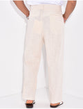 Pantalon en lin effet chiné avec ceinture