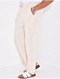 Pantalon en lin effet chiné avec ceinture