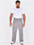 Pantalon en lin effet chiné avec ceinture