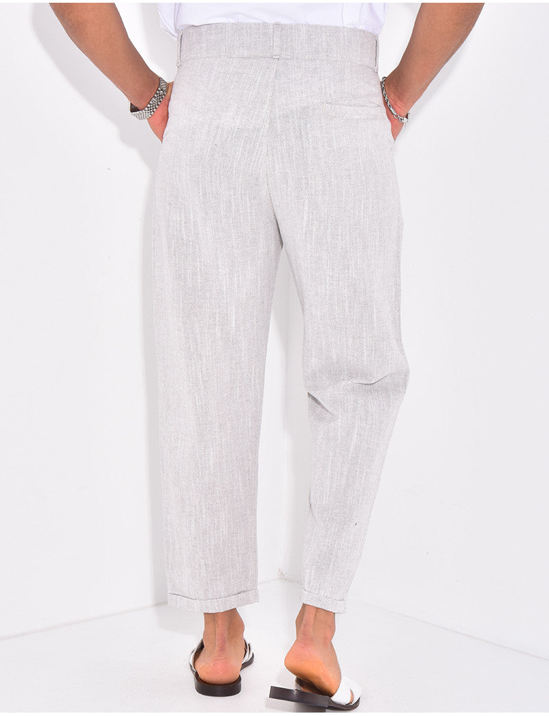 Pantalon en lin effet chiné