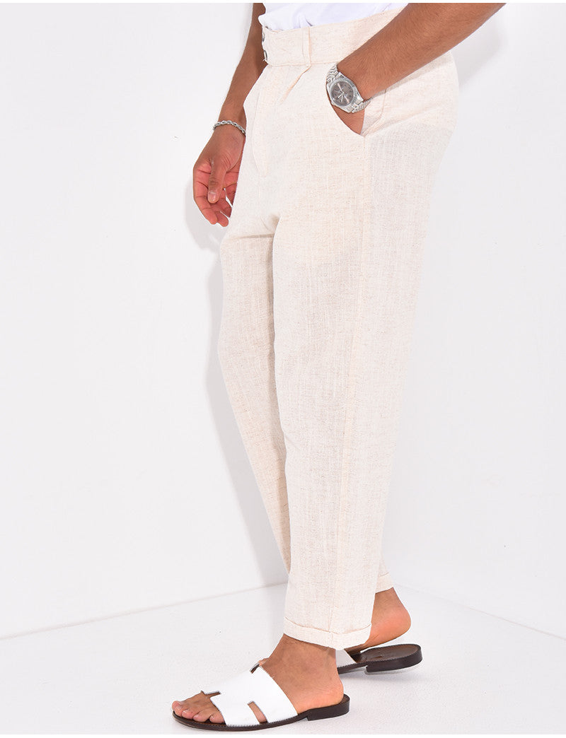 Pantalon en lin effet chiné