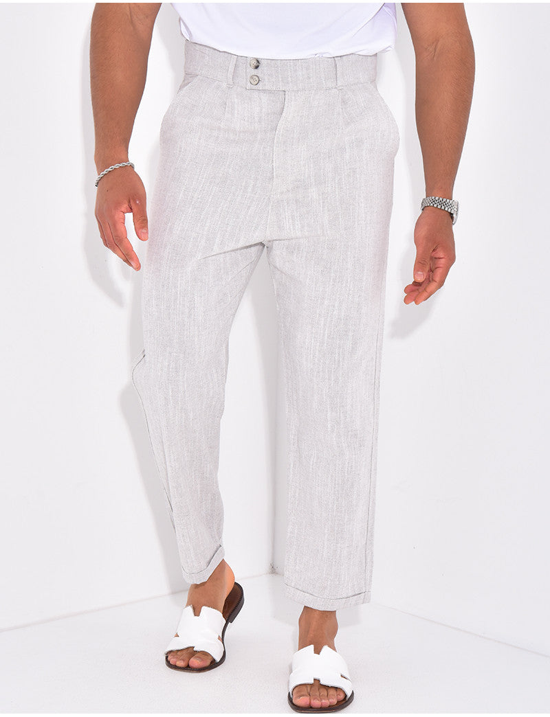 Pantalon en lin effet chiné