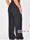 Pantalon coupe droite taille haute effet lin